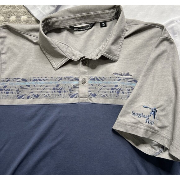Travis Mathew Spyglass Hill Polo Shirt Mens XXL Blue Gray Golf Performance - Picture 1 of 8